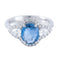 Bague 53 Bague en or blanc 18 ct avec saphir et diamants 58 Facettes