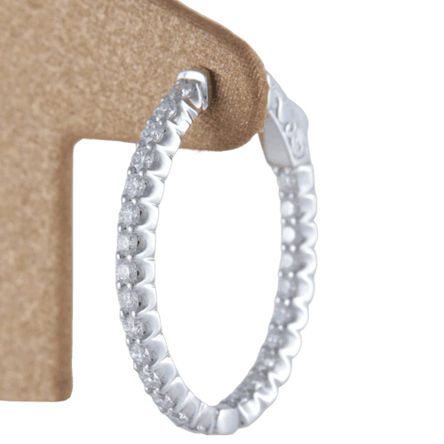 Boucles d'oreilles Créoles en or blanc 18 ct et diamants 2,11 ct 58 Facettes