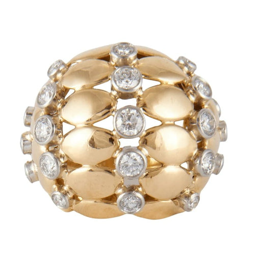 Bague 57 Bague boule en or jaune 18K et diamants 58 Facettes