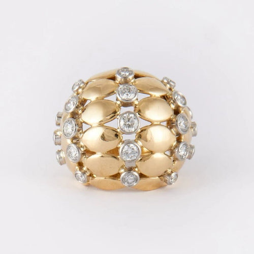 Bague 57 Bague boule en or jaune 18K et diamants 58 Facettes