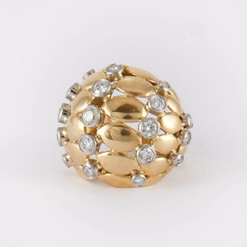 Bague 57 Bague boule en or jaune 18K et diamants 58 Facettes