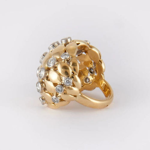 Bague 57 Bague boule en or jaune 18K et diamants 58 Facettes
