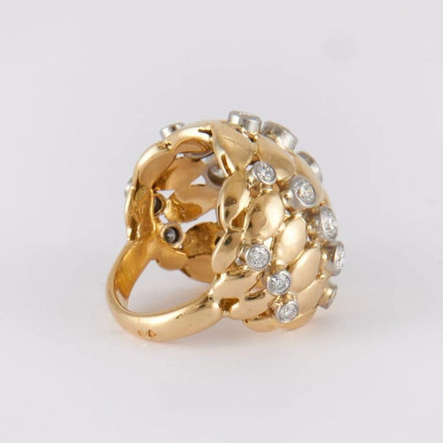 Bague 57 Bague boule en or jaune 18K et diamants 58 Facettes