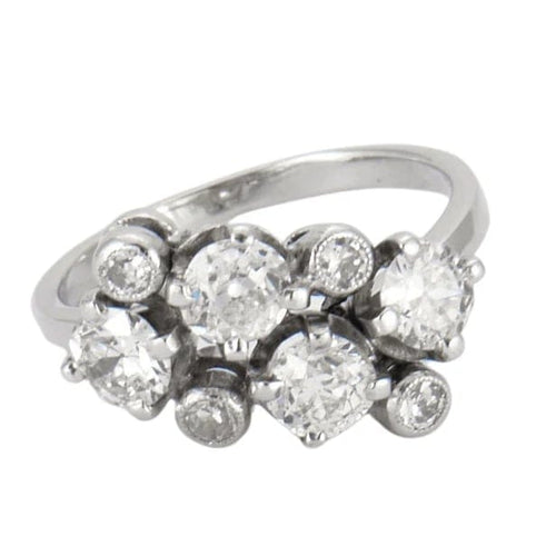 Bague 51 Bague en or gris 18K sertie de diamants taille ancienne 58 Facettes 3529