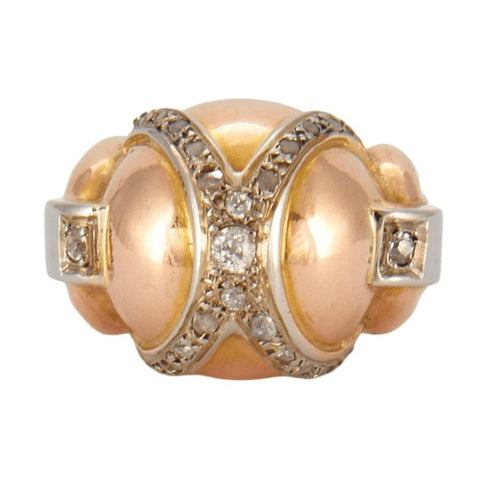 Bague 53.5 Bague casque en or 18K et diamants 58 Facettes