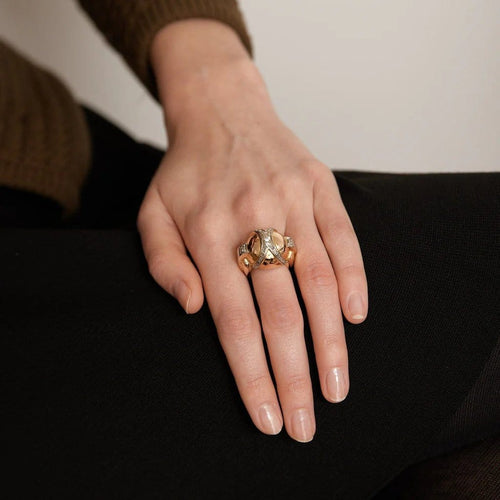 Bague 53.5 Bague casque en or 18K et diamants 58 Facettes