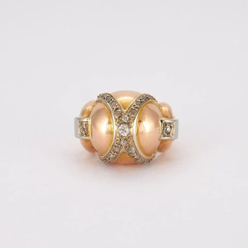Bague 53.5 Bague « Casque » en or jaune 18K et diamants 58 Facettes