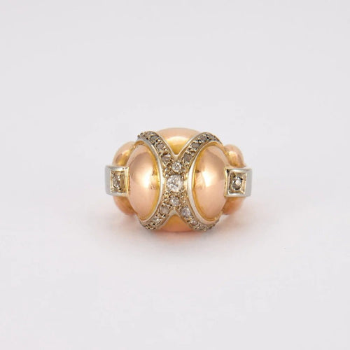 Bague 53.5 Bague casque en or 18K et diamants 58 Facettes