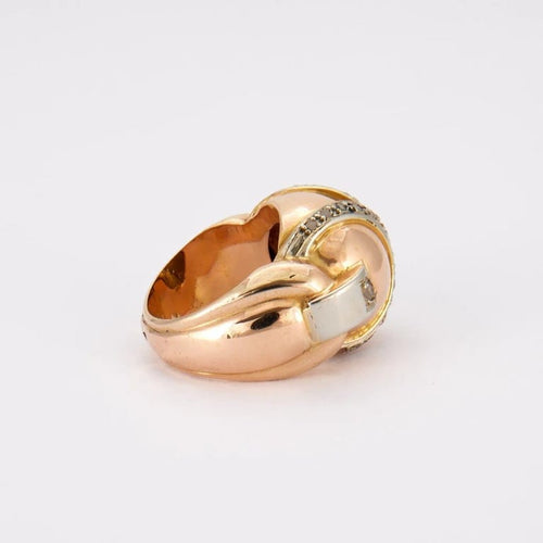 Bague 53.5 Bague « Casque » en or jaune 18K et diamants 58 Facettes