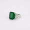 Bague 53 Bague en or blanc 18K avec émeraude et diamants 58 Facettes
