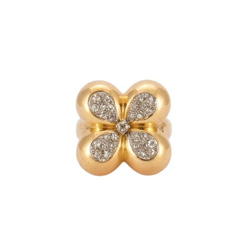 Bague 52 Bague motif trèfle en or jaune 18K et diamants 58 Facettes