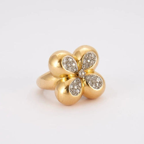 Bague 52 Bague motif trèfle en or jaune 18K et diamants 58 Facettes