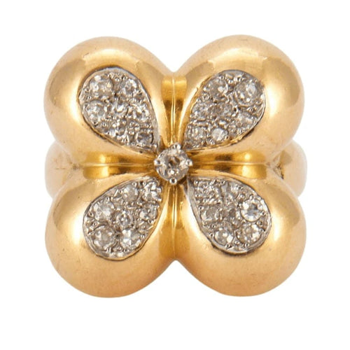 Bague 52 Bague motif trèfle en or jaune 18K et diamants 58 Facettes