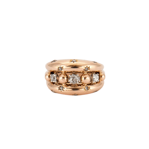 Bague 56 Bague années 50 en or jaune 18K avec diamants 58 Facettes
