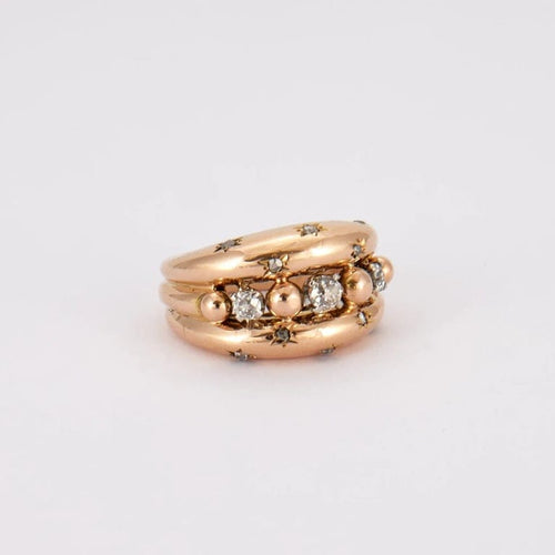 Bague 56 Bague années 50 en or jaune 18K avec diamants 58 Facettes