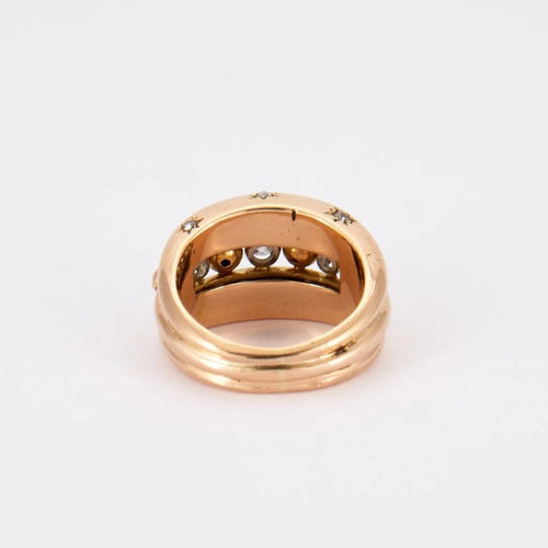 Bague 56 Bague années 50 en or jaune 18K avec diamants 58 Facettes