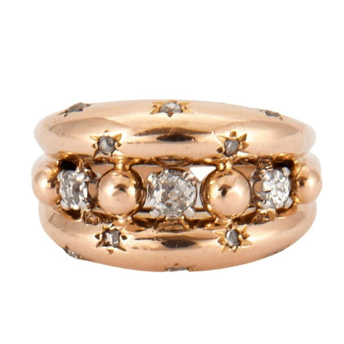Bague 56 Bague années 50 en or jaune 18K avec diamants 58 Facettes