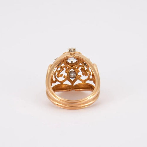 Bague 51 Bague dôme en or jaune 18K avec diamants 58 Facettes