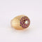 Bague 53.5 Bague champignon en or jaune 18K avec diamant et rubis 58 Facettes