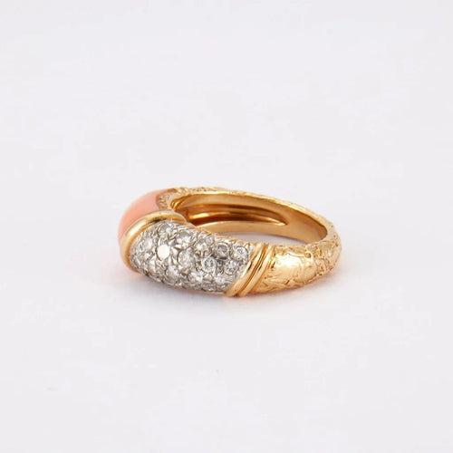 Bague 52 Van Cleef & Arpels - Bague en or jaune 18K diamants et corail 58 Facettes