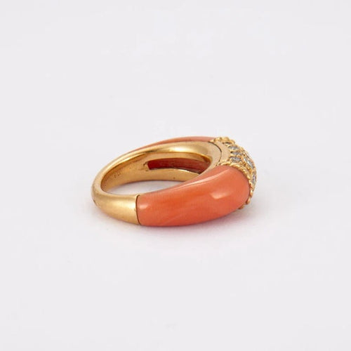 Bague 45 Van Cleef & Arpels Philippine - Bague en or jaune avec diamants et corail 58 Facettes