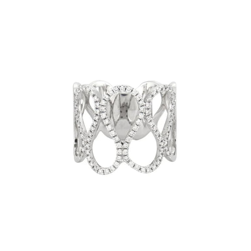 Bague 57 Bague entrelacs pavée de diamants en or blanc 18K 58 Facettes