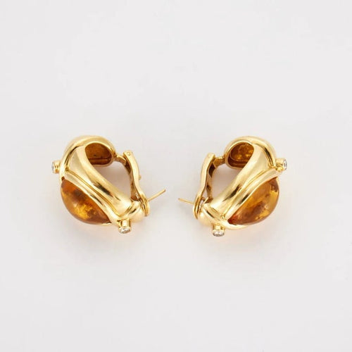 Boucles d'oreilles Boucles d'oreilles citrines et diamants en or jaune 18K 58 Facettes