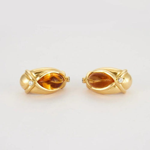 Boucles d'oreilles Boucles d'oreilles citrines et diamants en or jaune 18K 58 Facettes