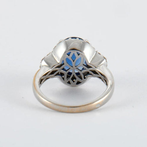 Bague 49 Bague en or blanc 18K avec saphir 3,22 ct et diamants 58 Facettes