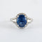 Bague 49 Bague en or blanc 18K avec saphir 3,22 ct et diamants 58 Facettes