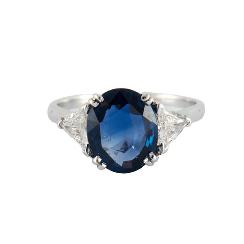 Bague 49 Bague en or blanc 18K saphir 2,64 ct et diamants 58 Facettes