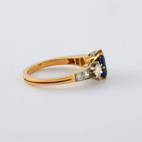 Bague 55.5 Bague saphir et diamants en or jaune 18K 58 Facettes