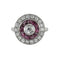 Bague 53.5 Bague style Art déco en platine avec diamants et rubis 58 Facettes