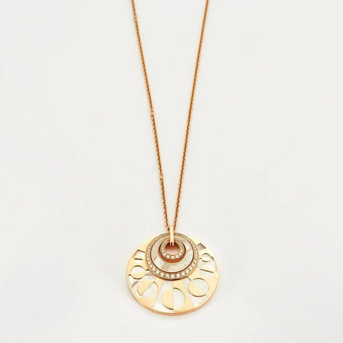 Collier Bulgari Intarsio - Sautoir en or rose 18 carats, nacre et diamants 58 Facettes