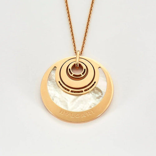 Collier Bulgari Intarsio - Sautoir en or rose 18 carats, nacre et diamants 58 Facettes
