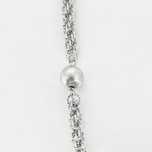 Collier Sautoir à billes en or gris et or blanc 18 carats 58 Facettes