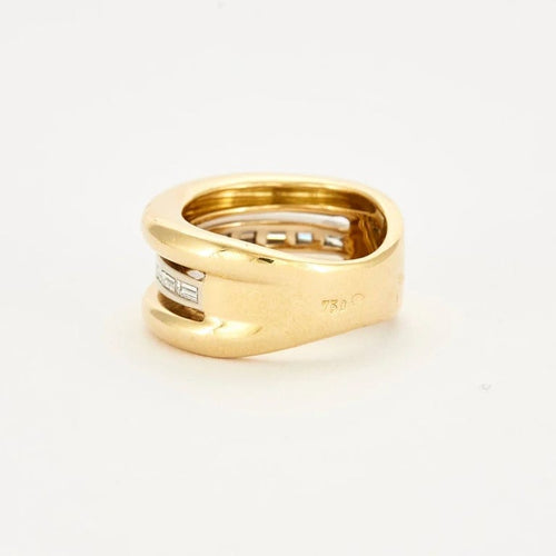 Bague 50 Poiray - Bague jonc trois corps en or jaune 18 carats et diamants 58 Facettes
