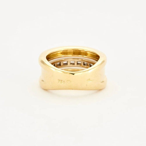Bague 50 Poiray - Bague jonc trois corps en or jaune 18 carats et diamants 58 Facettes