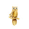 Boucles d'oreilles Hermès - Broche clip hibou en or jaune 18 carats, chrysobéryl 58 Facettes