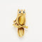 Boucles d'oreilles Hermès - Broche clip hibou en or jaune 18 carats, chrysobéryl 58 Facettes