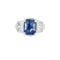 Bague 53 Bague Art déco en or blanc avec saphir de Ceylan et diamants 58 Facettes