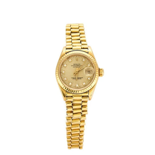 Montre Rolex Oyster Perpetual Datejust Lady - Montre en or jaune 18K à diamants 58 Facettes