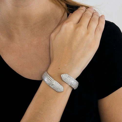 Bracelet Chaumet Plume - Bracelet semi-rigide en or gris 18K et diamants 58 Facettes