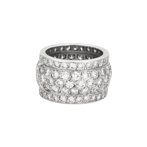 Bague 49 Cartier Nigeria - Bague bandeau en or gris 18K et diamants 58 Facettes