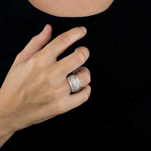 Bague 49 Cartier Nigeria - Bague bandeau en or gris 18K et diamants 58 Facettes