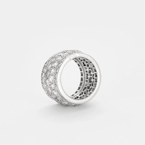 Bague 49 Cartier Nigeria - Bague bandeau en or gris 18K et diamants 58 Facettes