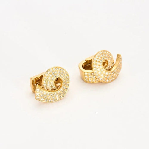 Boucles d'oreilles Parure - Collier ras-de-cou et boucles d’oreilles en or jaune 18K diamants 58 Facettes