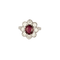 Bague 52 Bague marguerite en platine et or blanc, rubis et diamants 58 Facettes