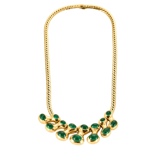Collier René Boivin - Collier en or jaune 18 carats et émeraudes 58 Facettes