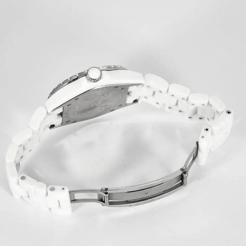 Montre Chanel J12 - Montre en céramique blanche et diamants 58 Facettes